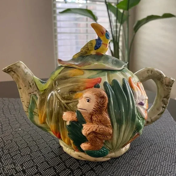 Junglewear by Genmert Teapot Bowl Monkey Toucan Jungle Safari Party Baby Shower - Picture 4 of 11